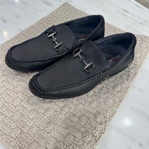 Men's Black Leather Bit Loafers